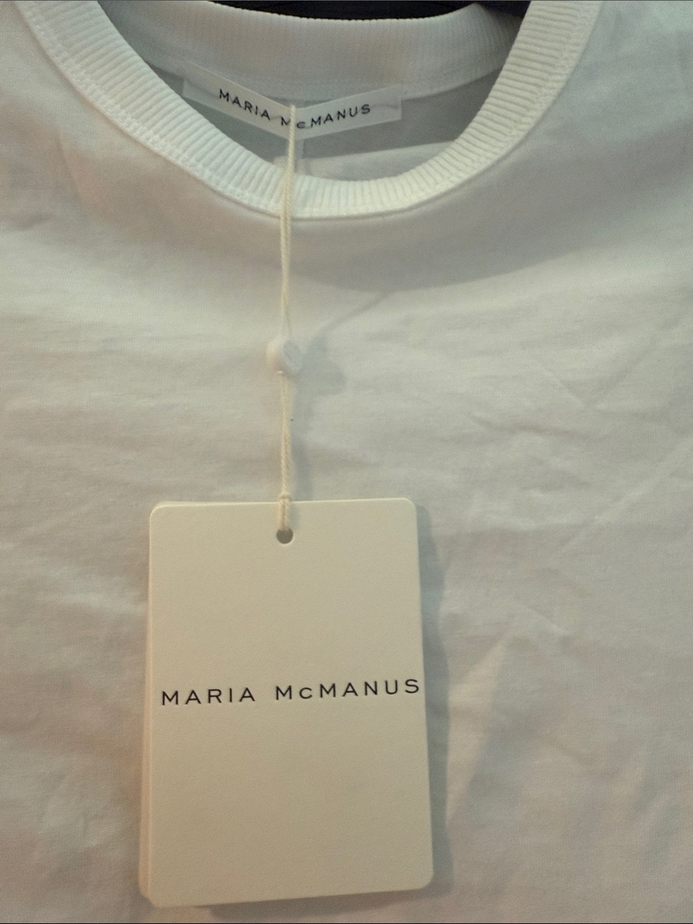 Maria McManus Women's White Crewneck 100% ultra-soft organic Portuguese cotton. - Picture 3 of 4